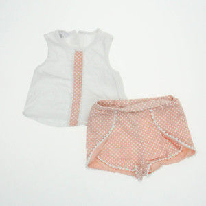 Marmellata Girls White | Peach Apparel Sets size: 12 Months